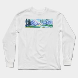 Psalm 23:4 Mountains and Valleys - Even though I walk through the valley of death Long Sleeve T-Shirt